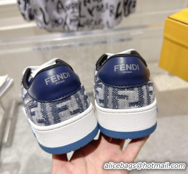 Luxurious Fendi Match Sneakers in FF Denim Blue/Grey 0426015