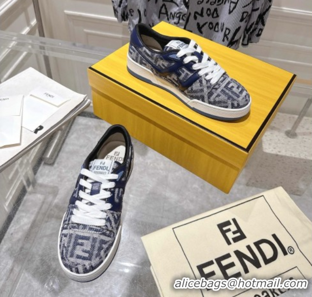 Luxurious Fendi Match Sneakers in FF Denim Blue/Grey 0426015