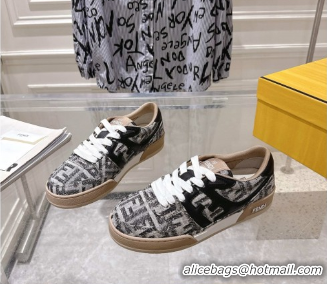 Best Price Fendi Match Sneakers in FF Denim Black/Grey 0426016