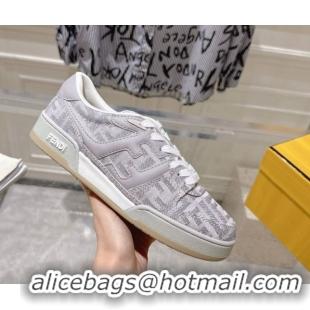 Classic Hot Fendi Match Sneakers in FF Denim Light Grey 0426017