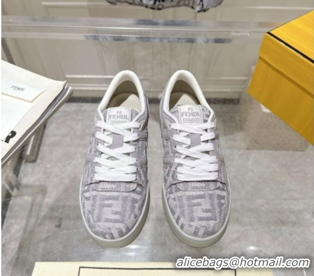 Classic Hot Fendi Match Sneakers in FF Denim Light Grey 0426017