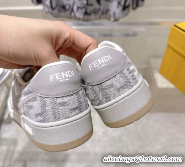 Classic Hot Fendi Match Sneakers in FF Denim Light Grey 0426017
