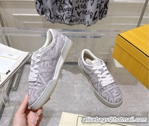 Classic Hot Fendi Match Sneakers in FF Denim Light Grey 0426017