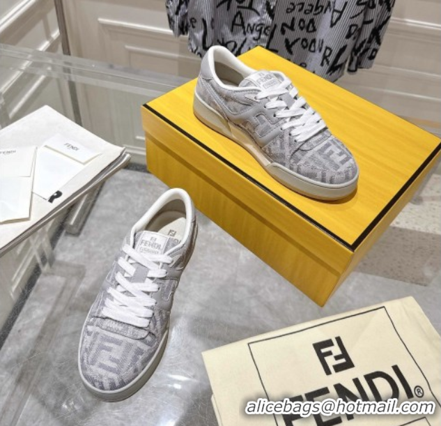 Classic Hot Fendi Match Sneakers in FF Denim Light Grey 0426017