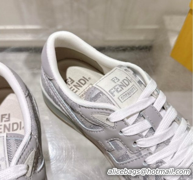 Classic Hot Fendi Match Sneakers in FF Denim Light Grey 0426017
