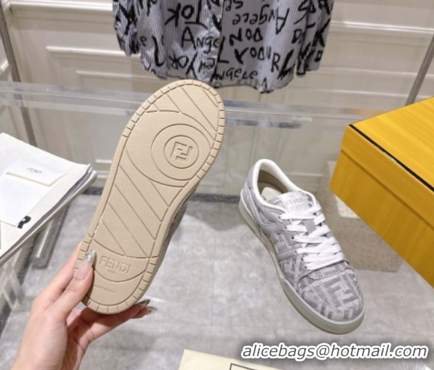 Classic Hot Fendi Match Sneakers in FF Denim Light Grey 0426017
