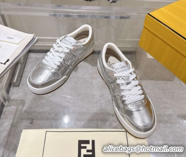 Good Quality Fendi Match Low-top Sneakers in Calfskin Leather Silver 0426018