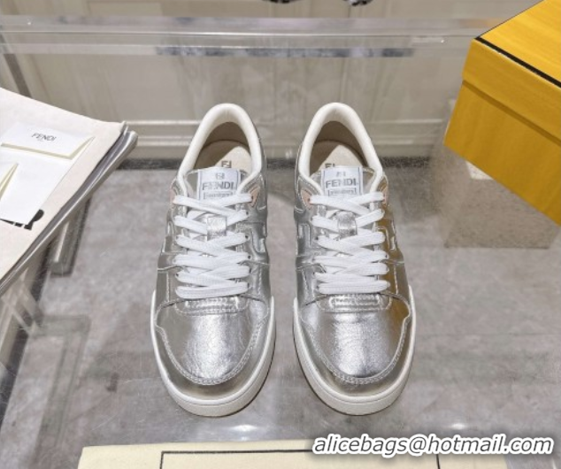 Good Quality Fendi Match Low-top Sneakers in Calfskin Leather Silver 0426018
