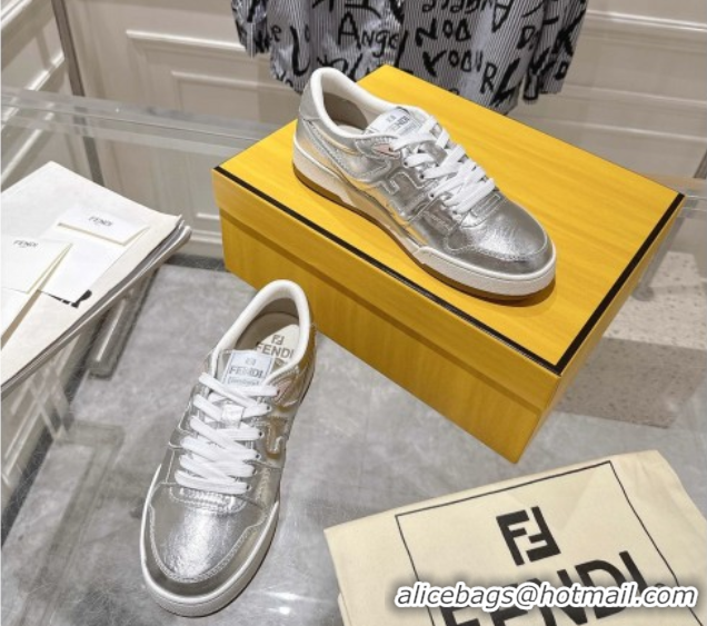 Good Quality Fendi Match Low-top Sneakers in Calfskin Leather Silver 0426018