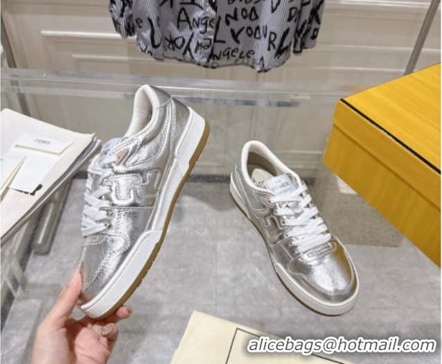 Good Quality Fendi Match Low-top Sneakers in Calfskin Leather Silver 0426018