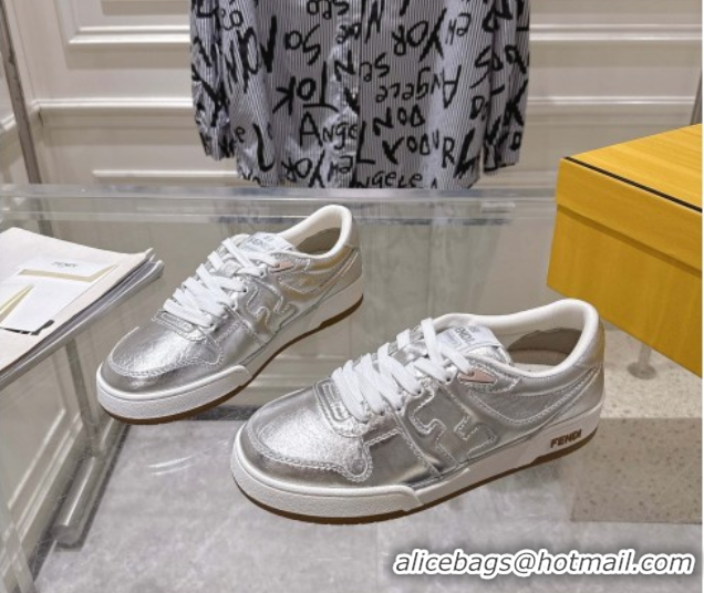 Good Quality Fendi Match Low-top Sneakers in Calfskin Leather Silver 0426018