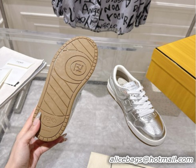 Good Quality Fendi Match Low-top Sneakers in Calfskin Leather Silver 0426018