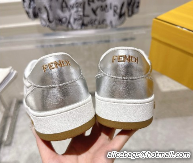 Good Quality Fendi Match Low-top Sneakers in Calfskin Leather Silver 0426018
