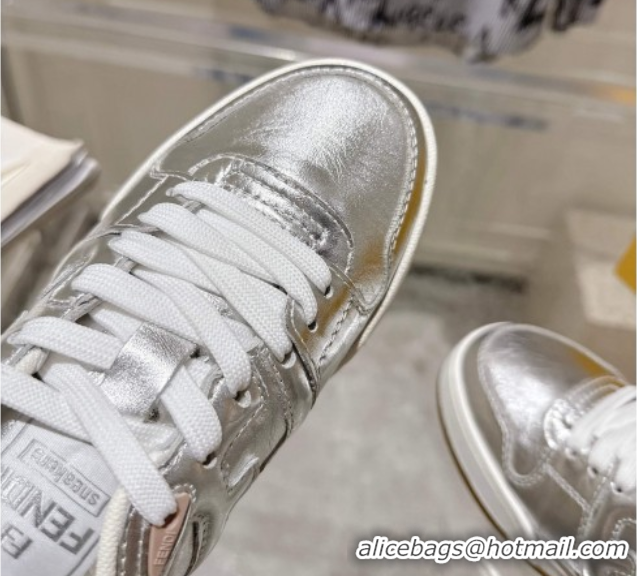 Good Quality Fendi Match Low-top Sneakers in Calfskin Leather Silver 0426018