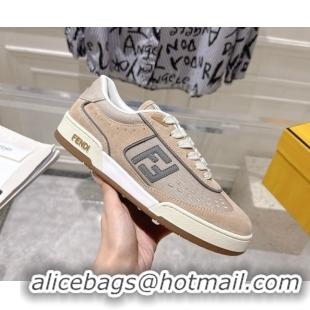 Grade Quality Fendi Match Sneakers in Suede and Canvas Beige 0426019