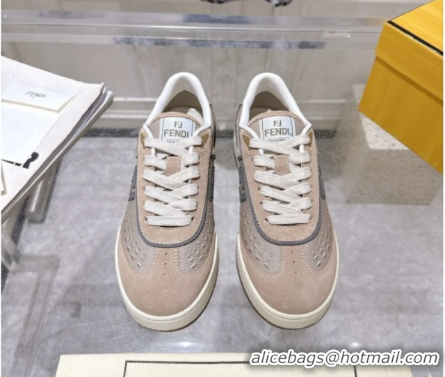 Grade Quality Fendi Match Sneakers in Suede and Canvas Beige 0426019
