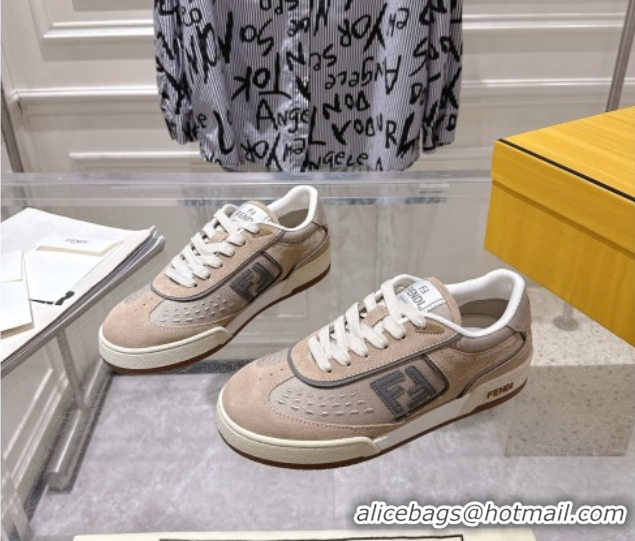 Grade Quality Fendi Match Sneakers in Suede and Canvas Beige 0426019