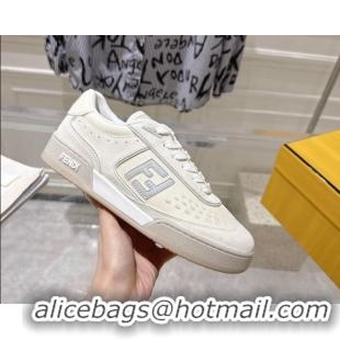 Best Grade Fendi Match Sneakers in Suede and Canvas White 0426022