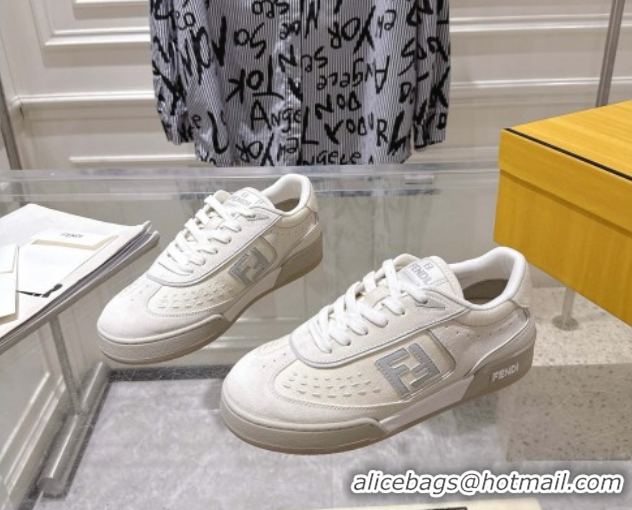 Best Grade Fendi Match Sneakers in Suede and Canvas White 0426022