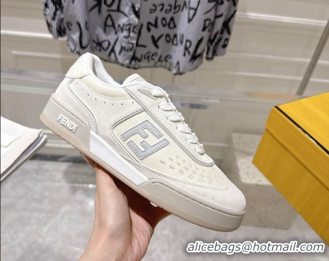 Best Grade Fendi Match Sneakers in Suede and Canvas White 0426022