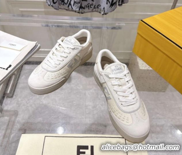 Best Grade Fendi Match Sneakers in Suede and Canvas White 0426022