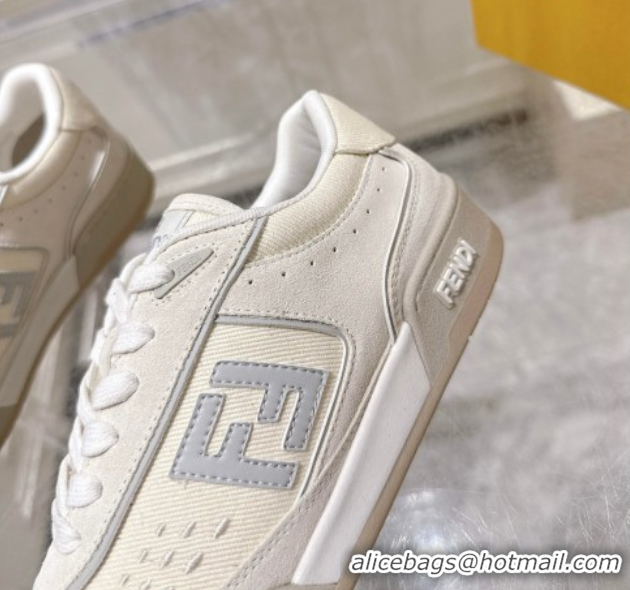 Best Grade Fendi Match Sneakers in Suede and Canvas White 0426022