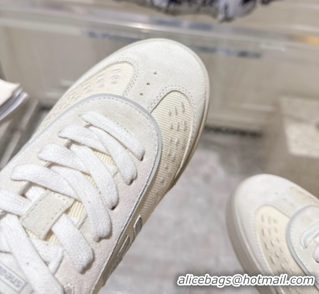 Best Grade Fendi Match Sneakers in Suede and Canvas White 0426022