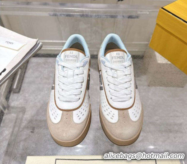 Discount Fashion Fendi Match Sneakers in Suede and Leather Beige 0426023