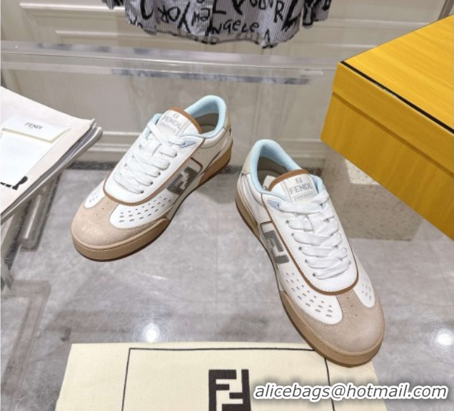 Discount Fashion Fendi Match Sneakers in Suede and Leather Beige 0426023