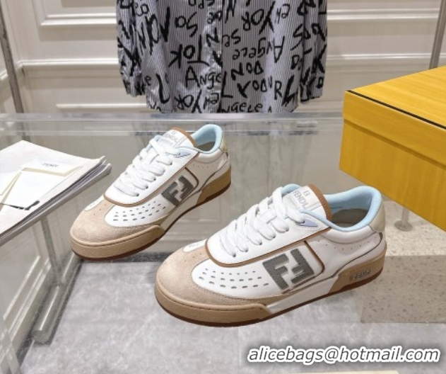 Discount Fashion Fendi Match Sneakers in Suede and Leather Beige 0426023