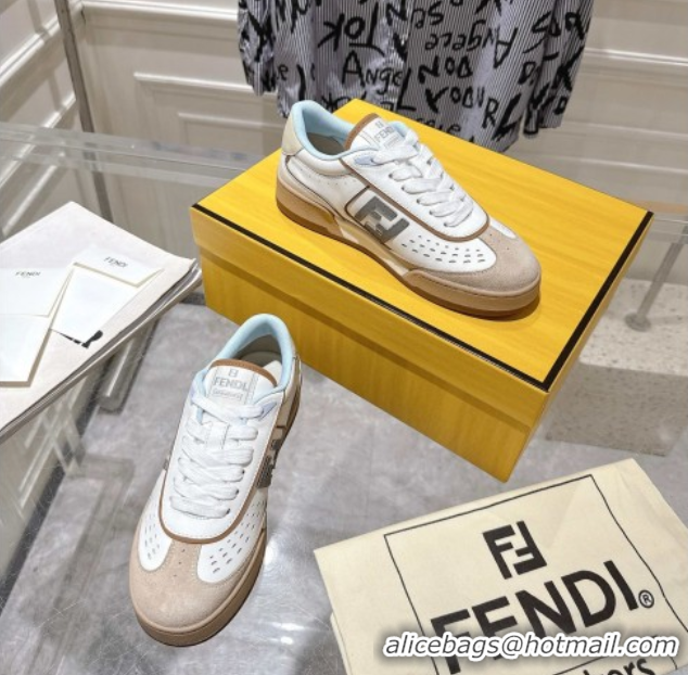 Discount Fashion Fendi Match Sneakers in Suede and Leather Beige 0426023