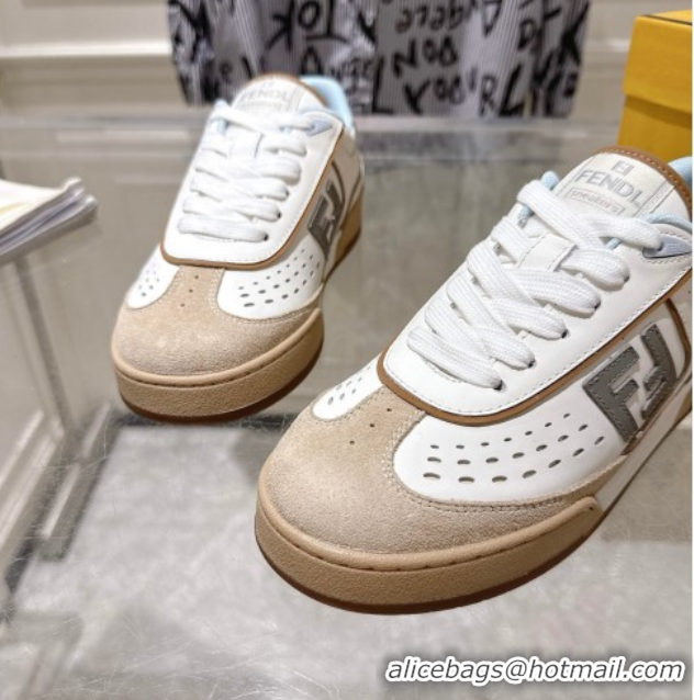 Discount Fashion Fendi Match Sneakers in Suede and Leather Beige 0426023