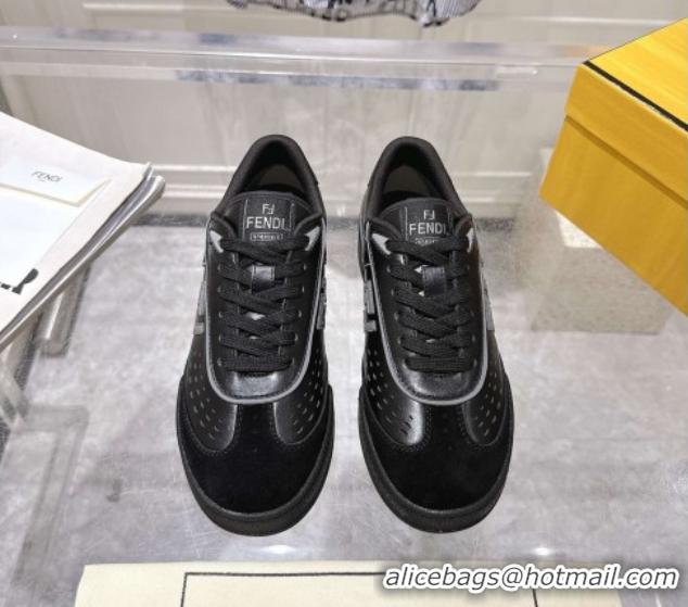 Sumptuous Fendi Match Sneakers in Leather and Suede Black 0426024