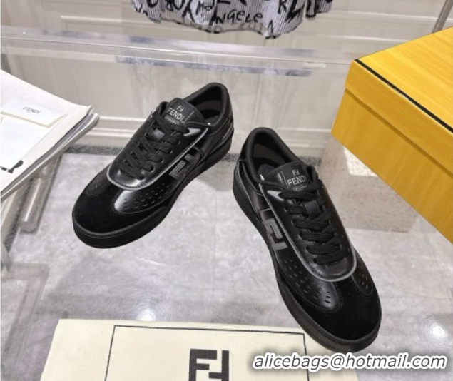 Sumptuous Fendi Match Sneakers in Leather and Suede Black 0426024