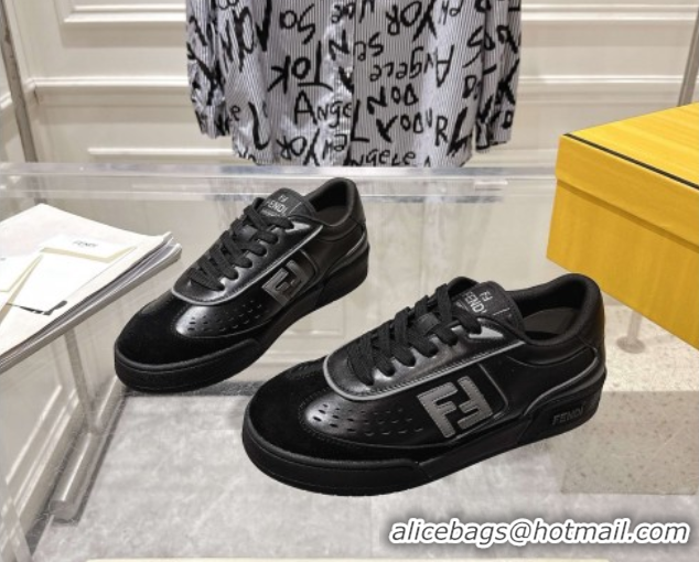 Sumptuous Fendi Match Sneakers in Leather and Suede Black 0426024