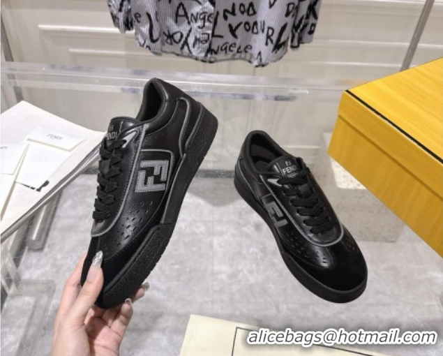 Sumptuous Fendi Match Sneakers in Leather and Suede Black 0426024