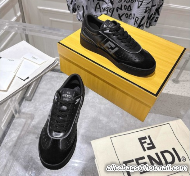 Sumptuous Fendi Match Sneakers in Leather and Suede Black 0426024