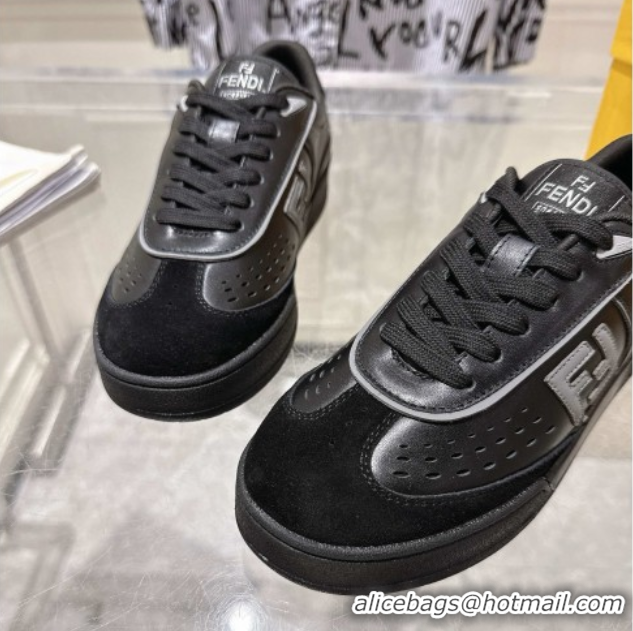 Sumptuous Fendi Match Sneakers in Leather and Suede Black 0426024