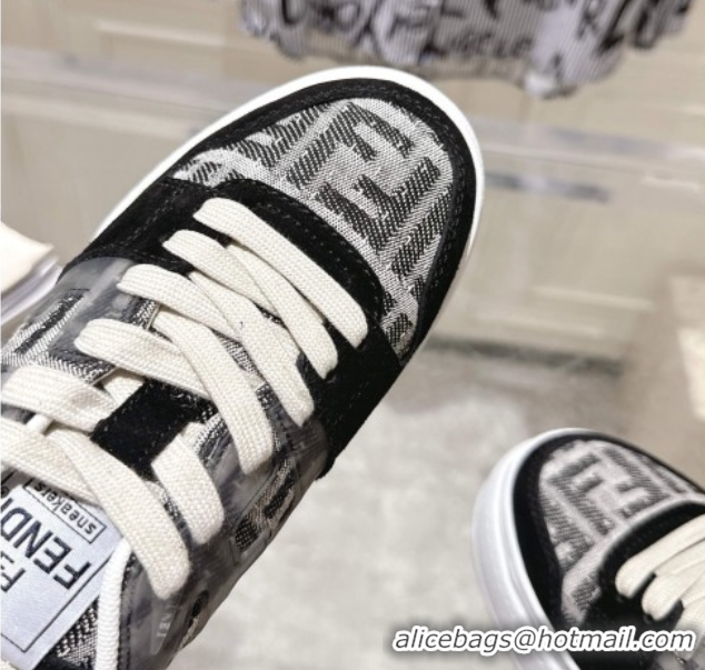 Sophisticated Fendi Match Platform Sneakers 5cm in FF Jacquard and Suede Black 0426029