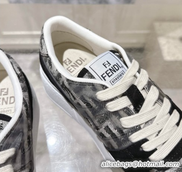 Sophisticated Fendi Match Platform Sneakers 5cm in FF Jacquard and Suede Black 0426029