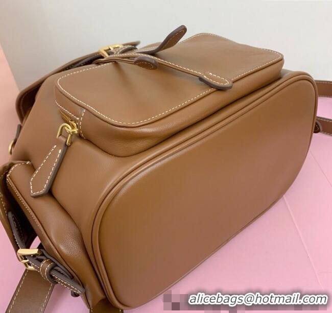 Buy New Cheap Miu Miu Calf leather backpack bag 5BZ042 Brown 2025