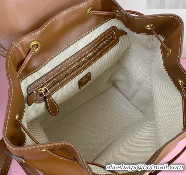 Buy New Cheap Miu Miu Calf leather backpack bag 5BZ042 Brown 2025