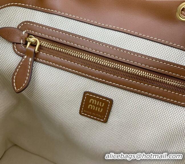 Buy New Cheap Miu Miu Calf leather backpack bag 5BZ042 Brown 2025