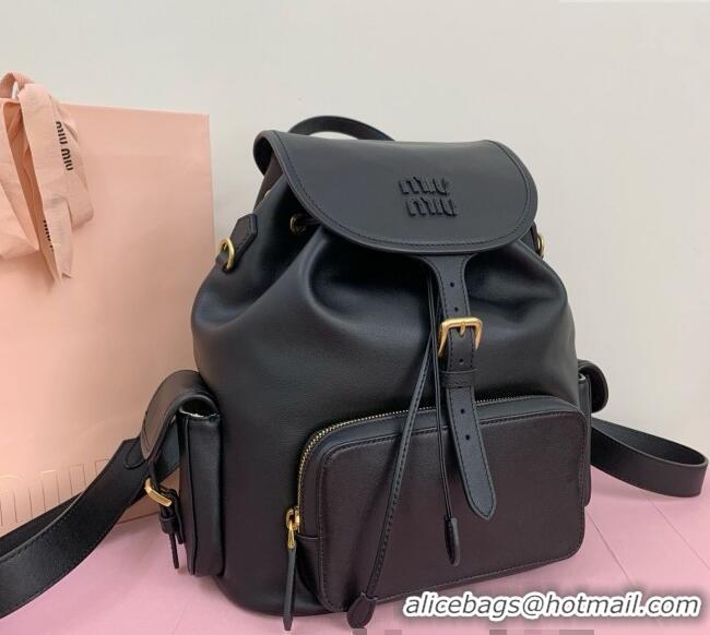 Modern Discount Miu Miu Calf leather backpack bag 5BZ042 Black 2025