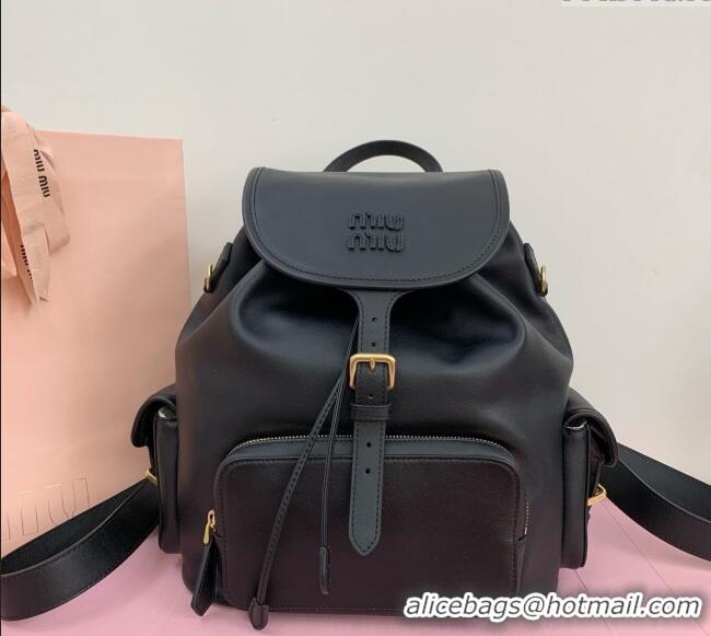 Modern Discount Miu Miu Calf leather backpack bag 5BZ042 Black 2025