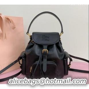 Top Quality Miu Miu Calf Leather backpack bag 5BZ043 Black 2025