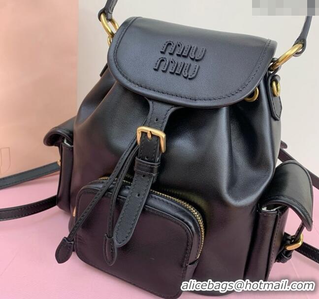 Top Quality Miu Miu Calf Leather backpack bag 5BZ043 Black 2025