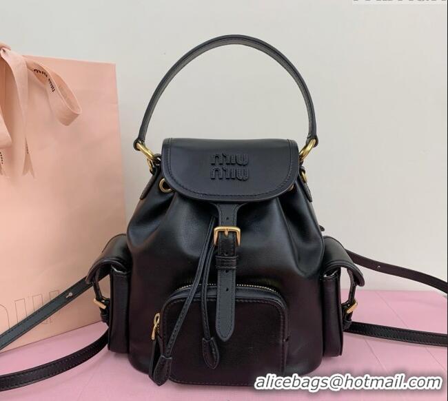 Top Quality Miu Miu Calf Leather backpack bag 5BZ043 Black 2025