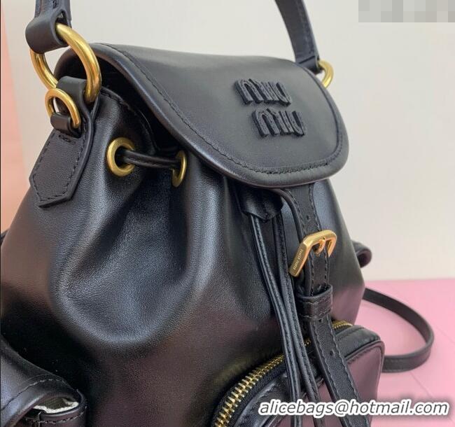 Top Quality Miu Miu Calf Leather backpack bag 5BZ043 Black 2025