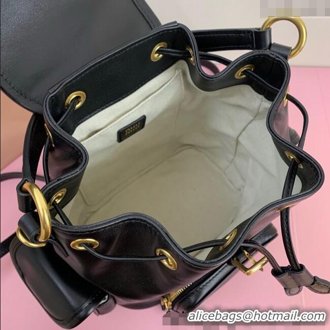 Top Quality Miu Miu Calf Leather backpack bag 5BZ043 Black 2025